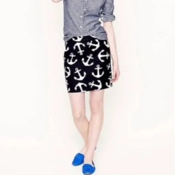 J. Crew Women's Size 0 Dizzy Anchors Postage Stamp Mini Skirt Nautical NEW - Picture 2 of 11